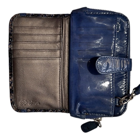 BRIGHTON Renault Aristocrat Blue w/Grey Embossed Snake Print Wristlet Wallet - Picture 6 of 10